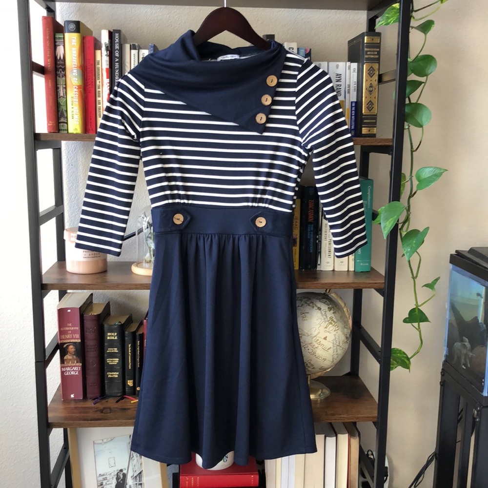 Blue and White Vintage Inspired Sailer Dress